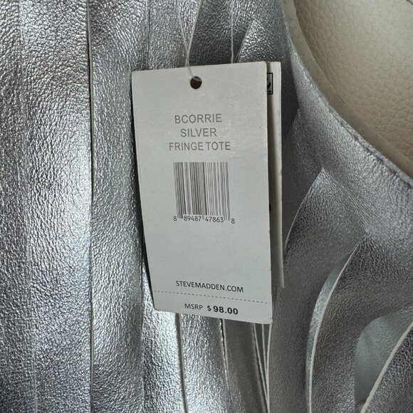 Steve Madden Silver Fringe Tote Bag - Picture 4 of 14